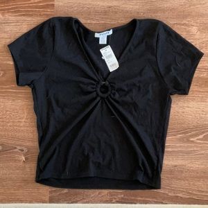 Black ribbed crop t shirt